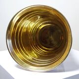 Large vintage champagne cooler bucket in gilded brass and mother-of-pearl