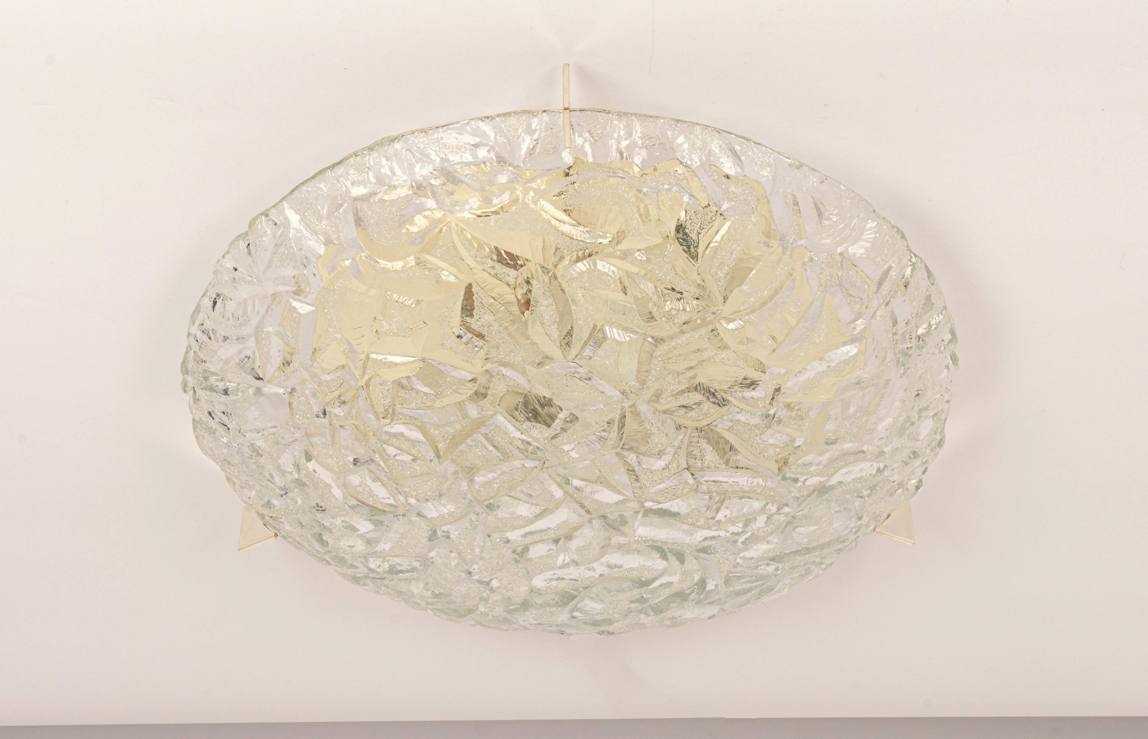 1 of 3 large Murano glass ceiling lights by Kaiser, Germany, 1960s.