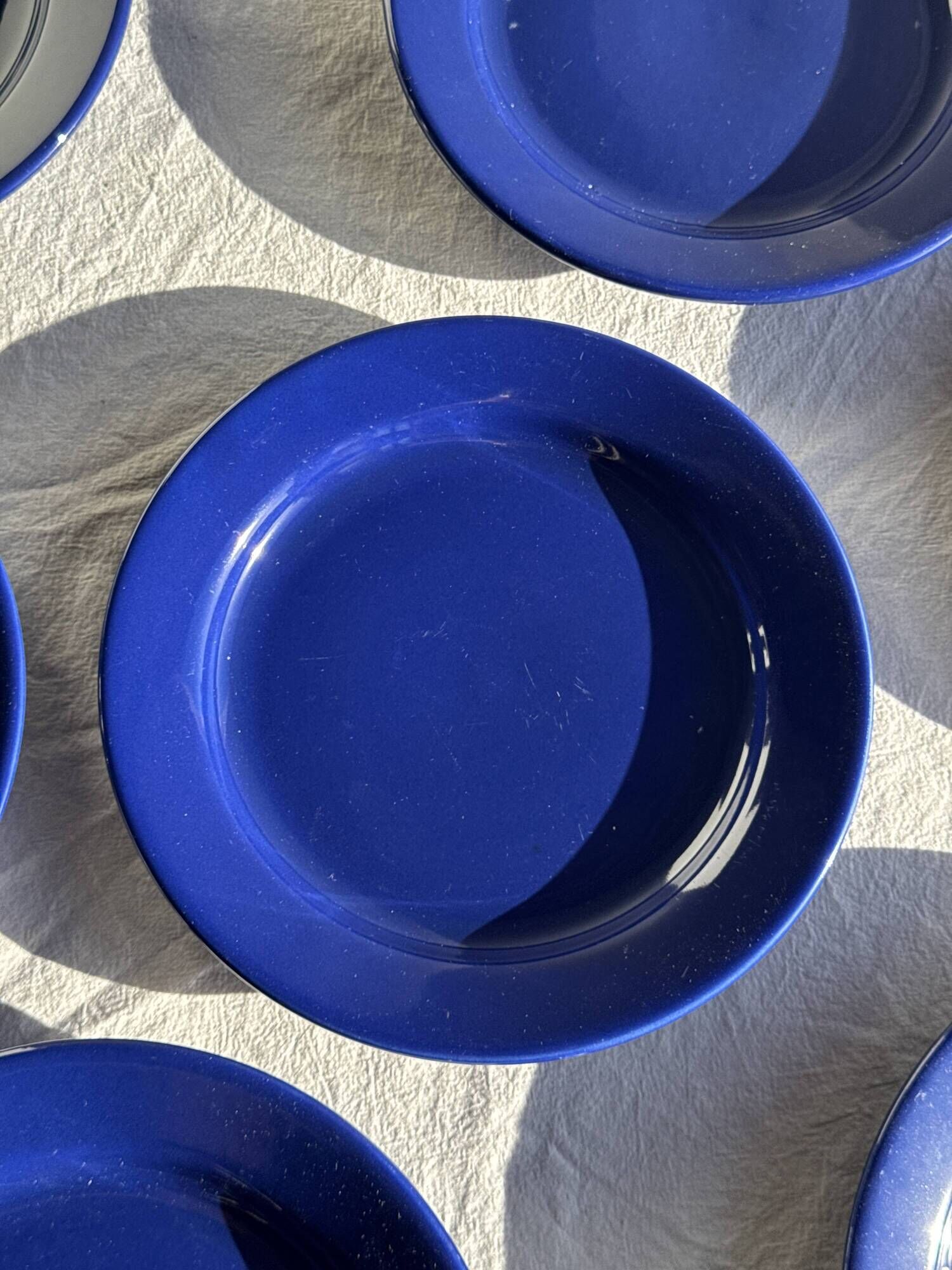 Set of 12 vintage blue ceramic plates D23