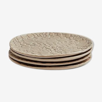 Lot de 4 assiettes blanca grège mat s