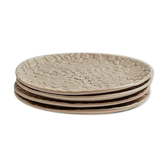 Lot de 4 assiettes blanca grège mat s