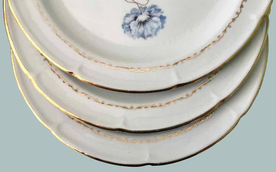Set of 6 flowered porcelain dinner plates.
