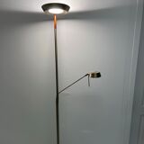 Golden metal floor lamp with reading light