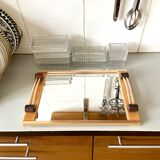 Wooden top and mirror and 8 glass ramekins