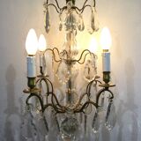 4 light bronze and crystal chandelier