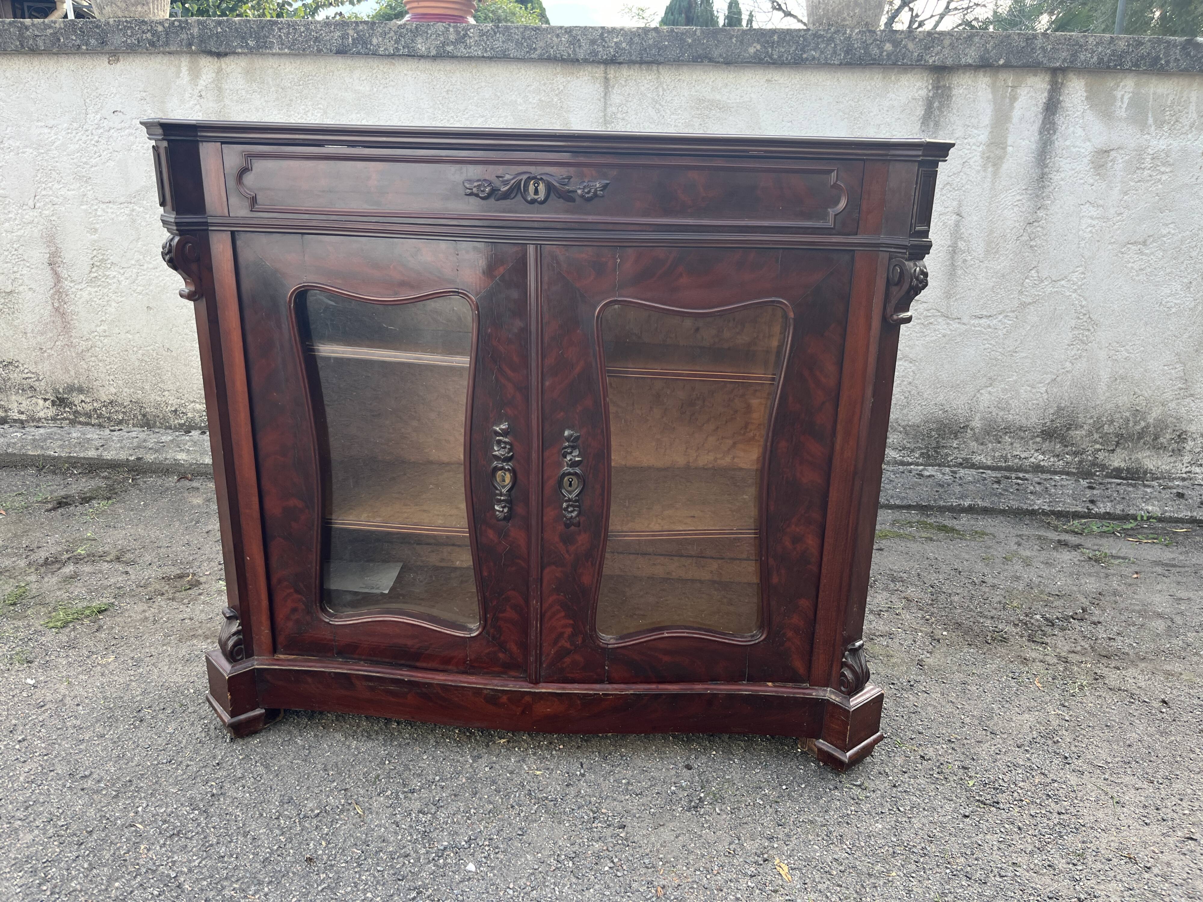 Napoleon III style mahogany display cabinet