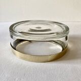 Large glass and brass ashtray