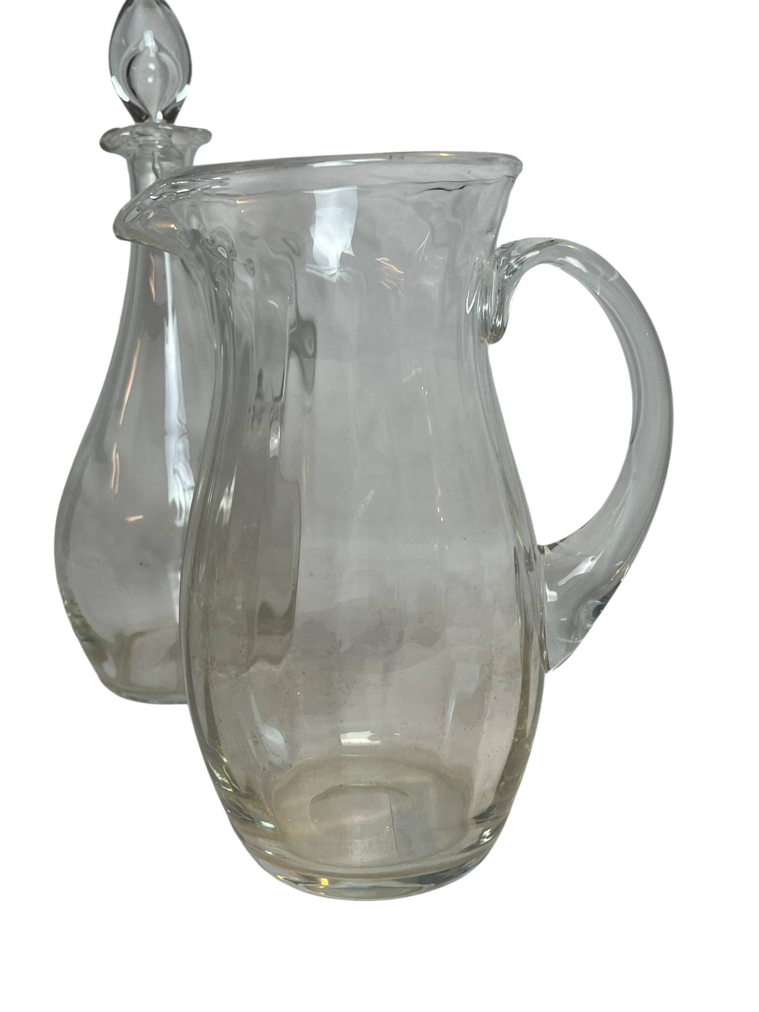 Tableware, faceted crystal carafe and pitcher, 20th century