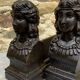 Pair of antique cast iron fire dogs "Ariadne"