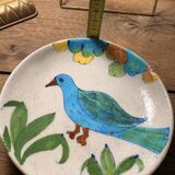 Handcrafted ceramic plate – bird design – signed