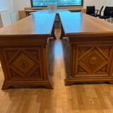 Pair of monumental industrial work tables in solid oak – 1930s