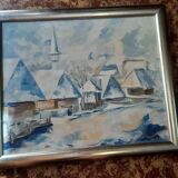 Tableau village en hiver