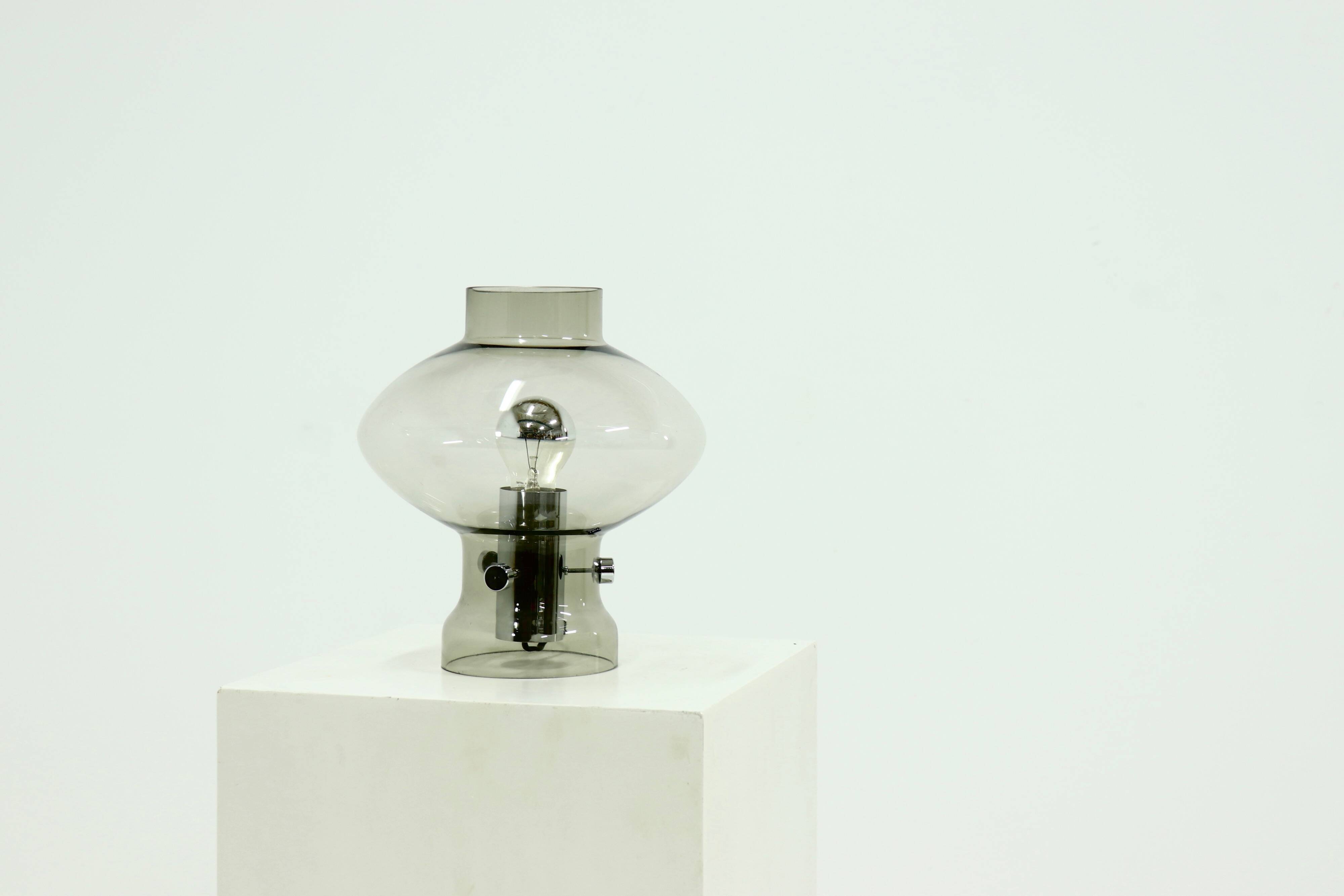 Smoked Glass Table Lamp by Friedrich Nettelhoff for Nettelhoff Leuchten, 19