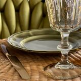 5 Lunéville Moss Green dessert plates.