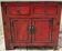 Small antique Chinese buffet (1920-1950) in rustic style, red lacquered, ori