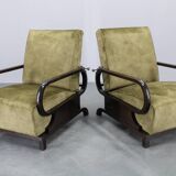 1930s rare restored adjustable Art Deco armchairs, Czechoslovakia