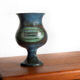 Vallauris, Modernist Vase, blue glazed ceramic, Jean de Lespinasse.