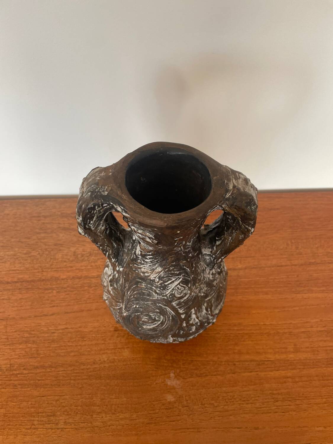 Brown ceramic vase from Vallauris, 1960s/70s