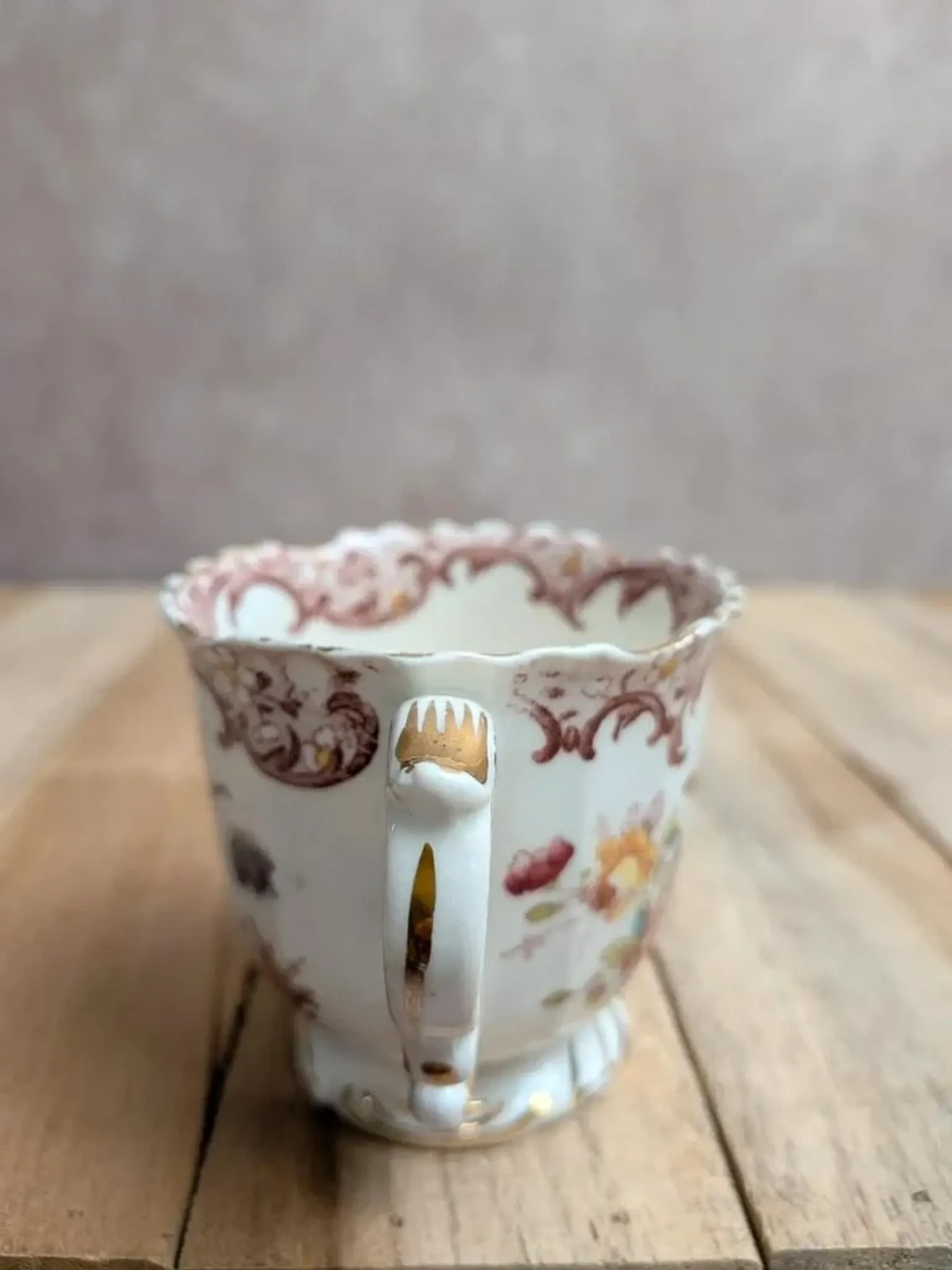 Antique Sarreguemines Fleury cup – Polychrome floral decoration 19th century