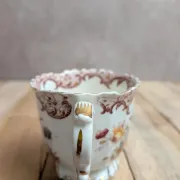 Antique Sarreguemines Fleury cup – Polychrome floral decoration 19th century