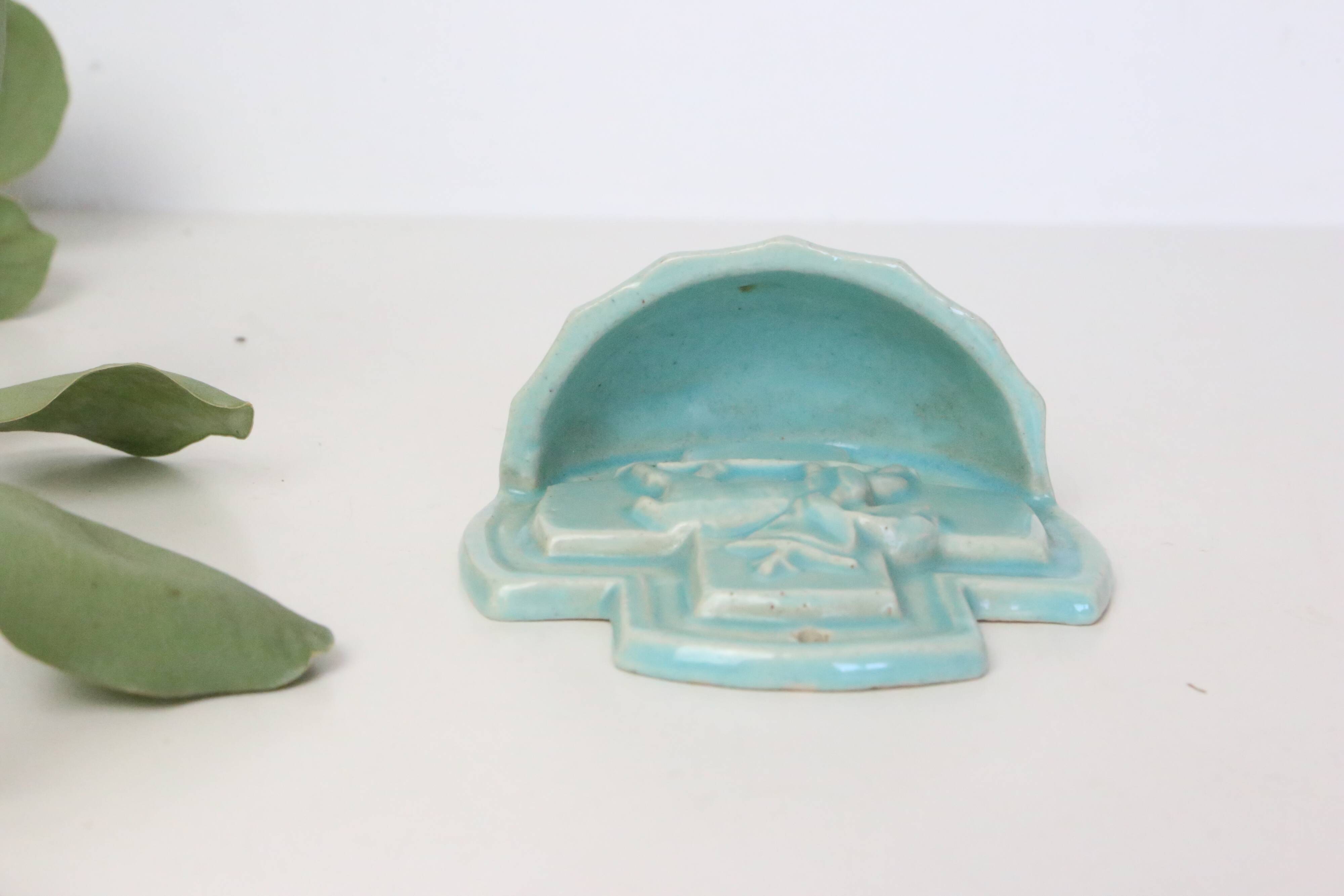 Desvres earthenware stoup, 1980