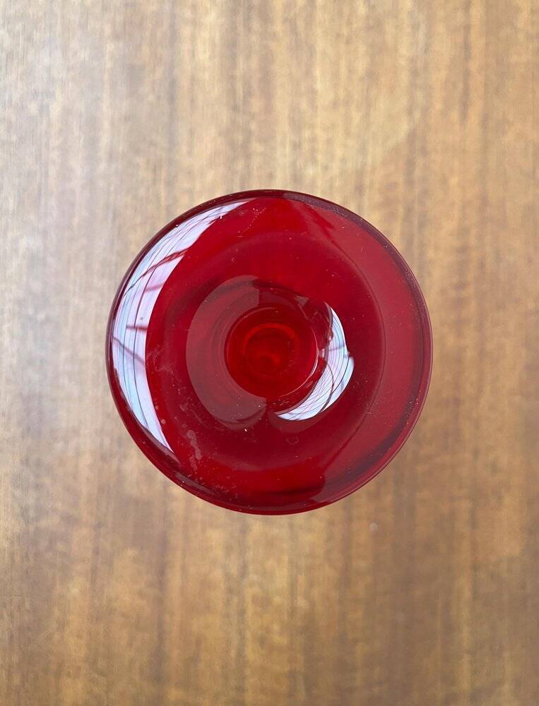 Vintage red glass solifleur vase by Cari Zalloni for WMF.