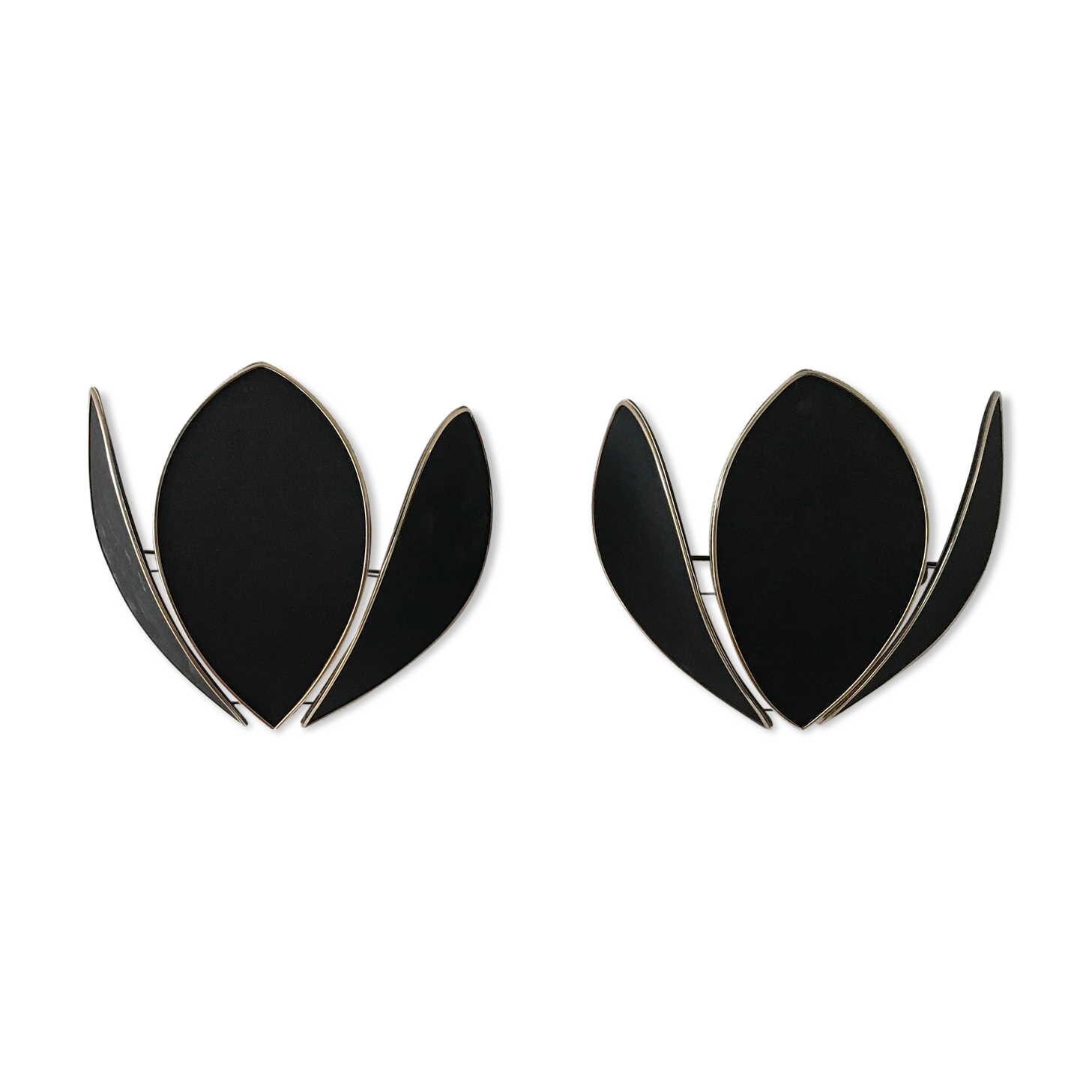 Pair sconces lotus flowers black fabric