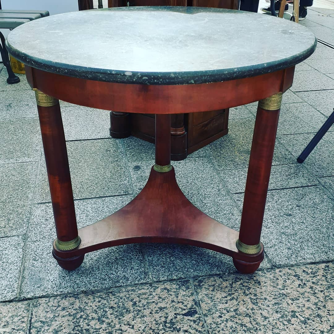 Ancient Gueridon with marble top side table empire style