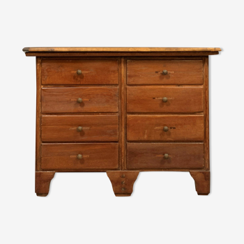 Commode ou comptoir de magasin en peuplier vers 1880-1900