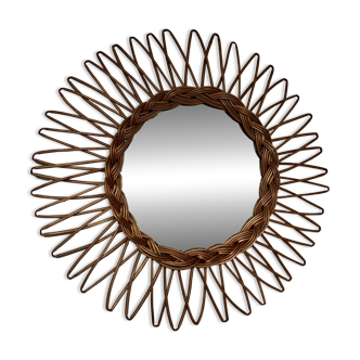 Miroir soleil rotin