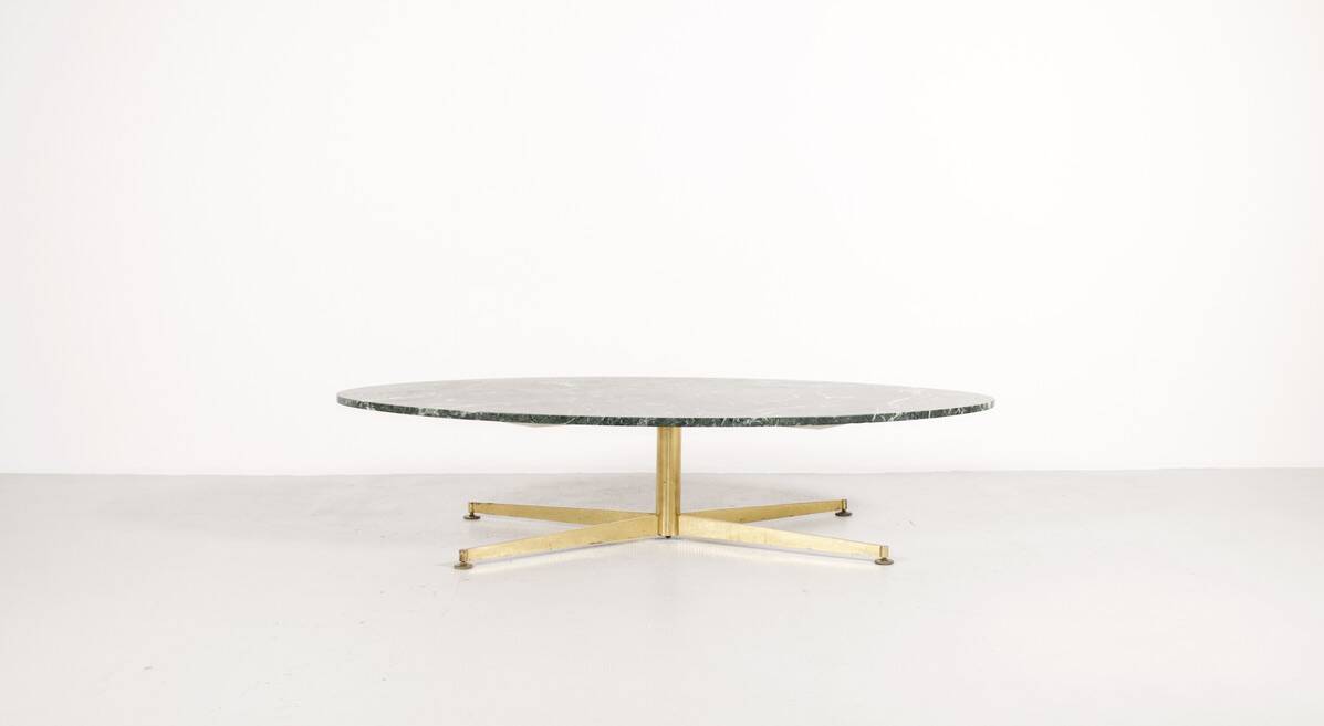 Table basse marbre laiton Michel Kin Italie 1960 Arflex éditeur