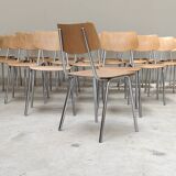 Set of 22 Kovona chrome and wood restaurant chairs