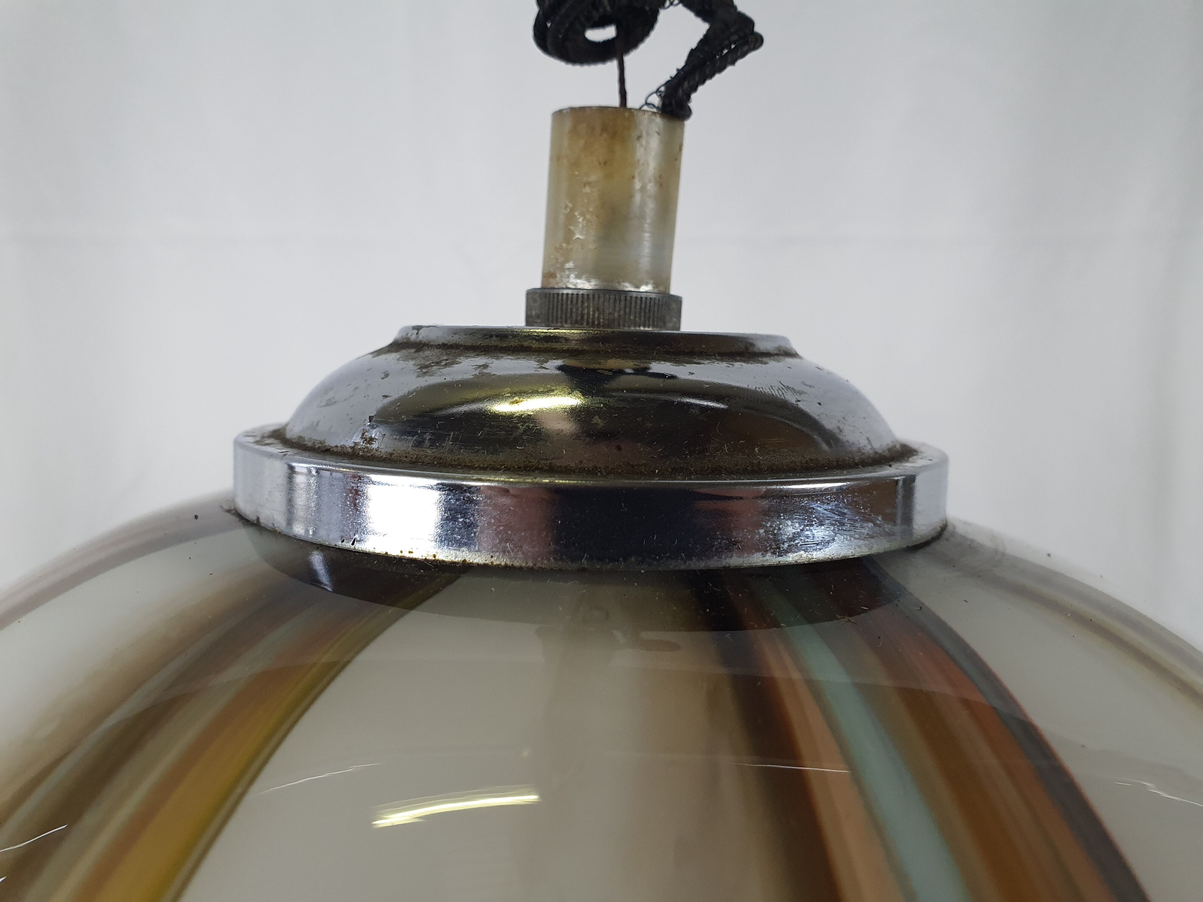 Chandelier in white and multicolored Murano glass