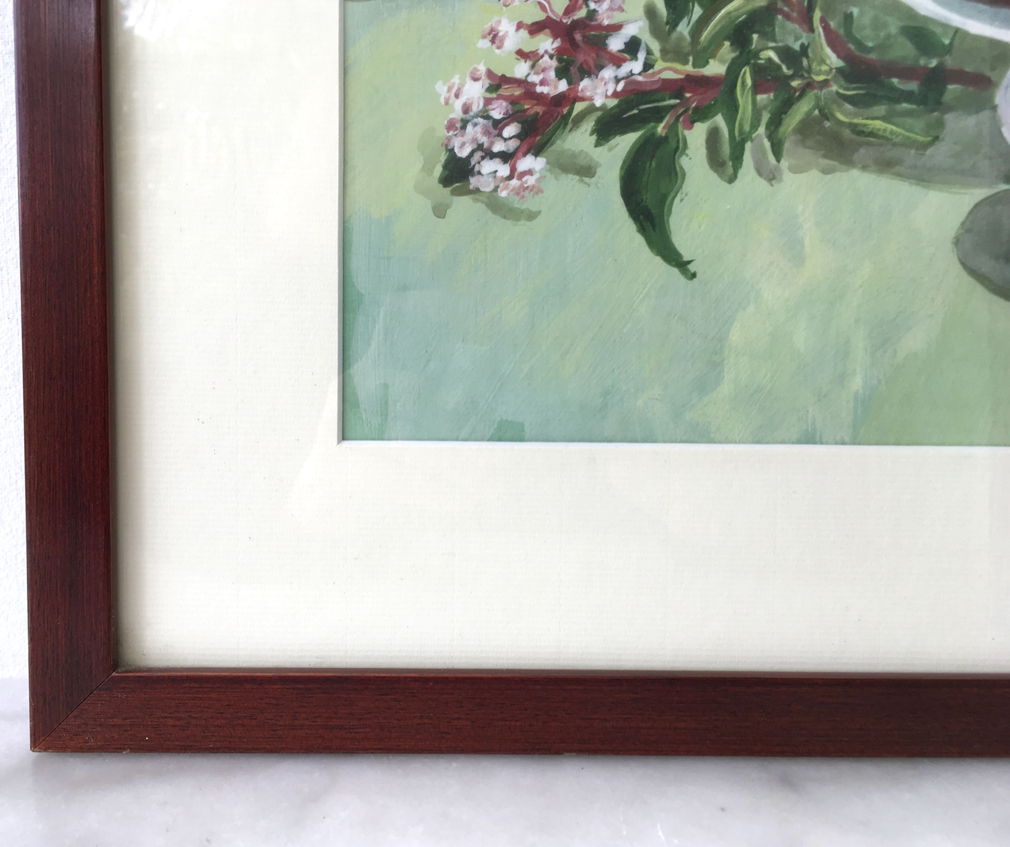 Watercolor painting apples elderflowers