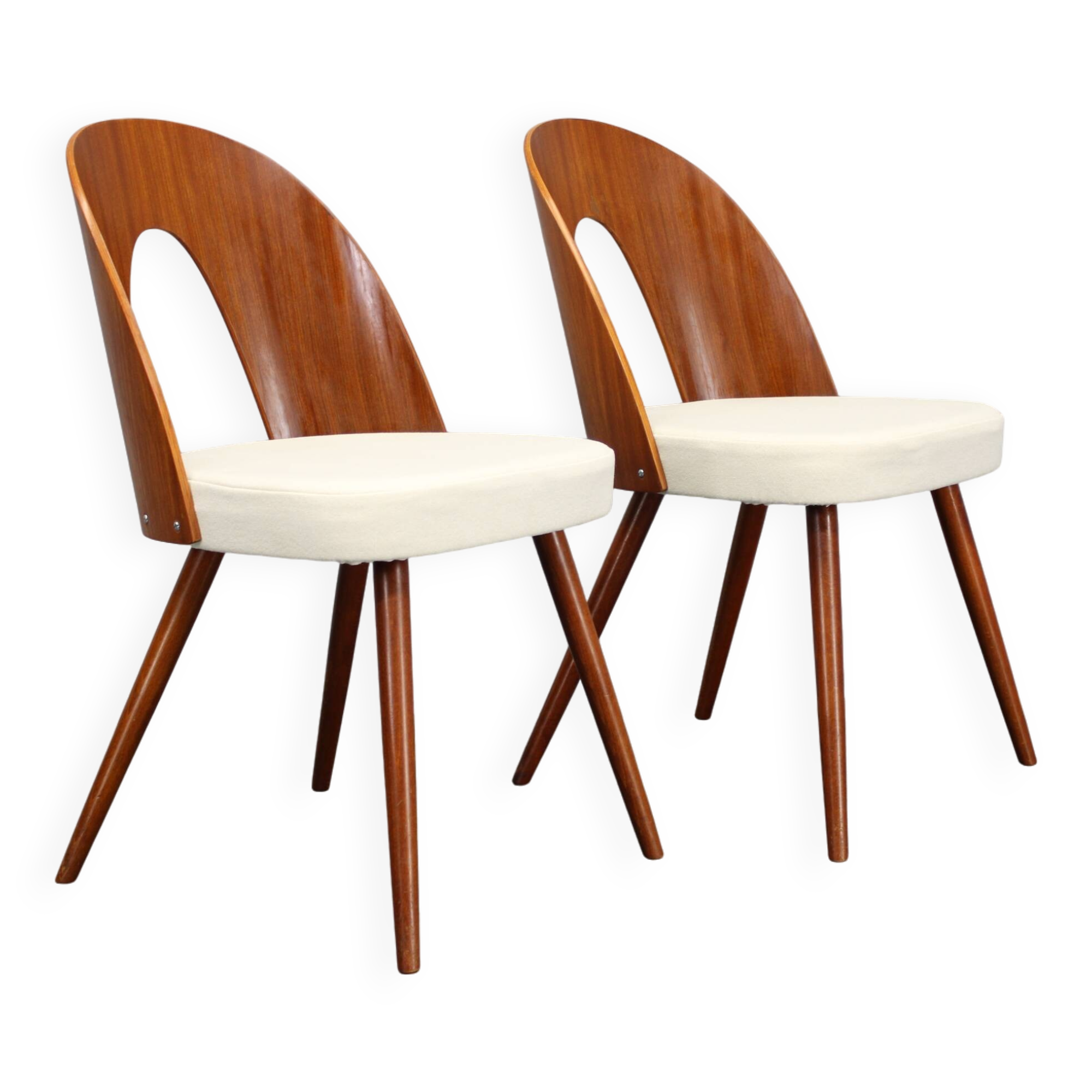 1960s Antonin Suman Pair of Restored Chairs in Walnut Finish