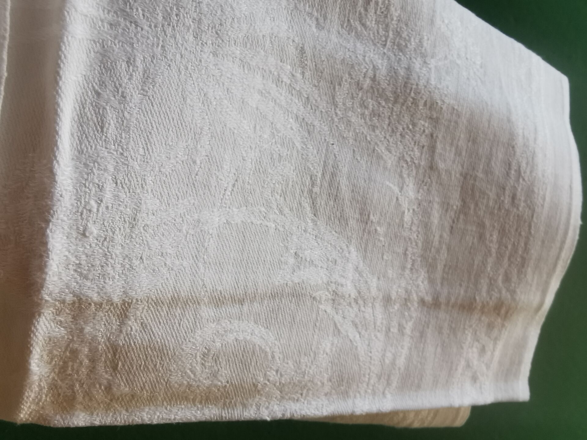 12 old damask linen napkins with monogram, 60x74 cm