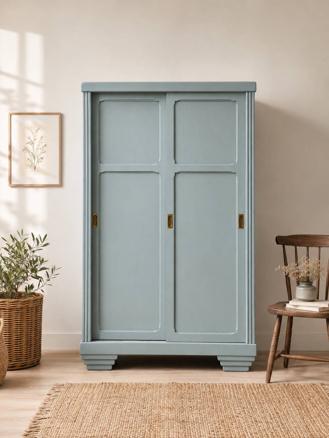 Parisian Art Deco wardrobe with sliding doors.