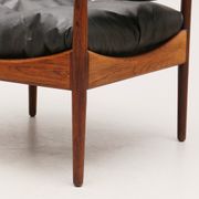 Rosewood and Leather Armchair by Kristian Vedel, Denmark, 1960s
