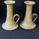 Pair of speckled stoneware candlesticks from the 70s
