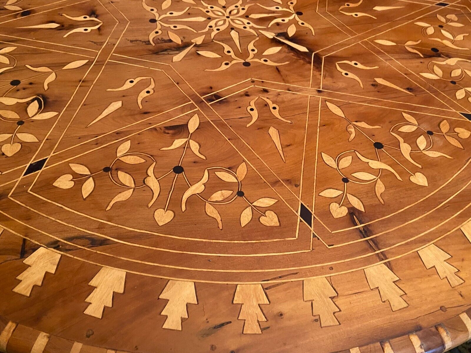 Cherifian cedar coffee table with Hispano-Moorish inlaid decoration Morocco