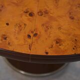Designer table in elm burl veneer by Ramaioli Pesaro 1970s