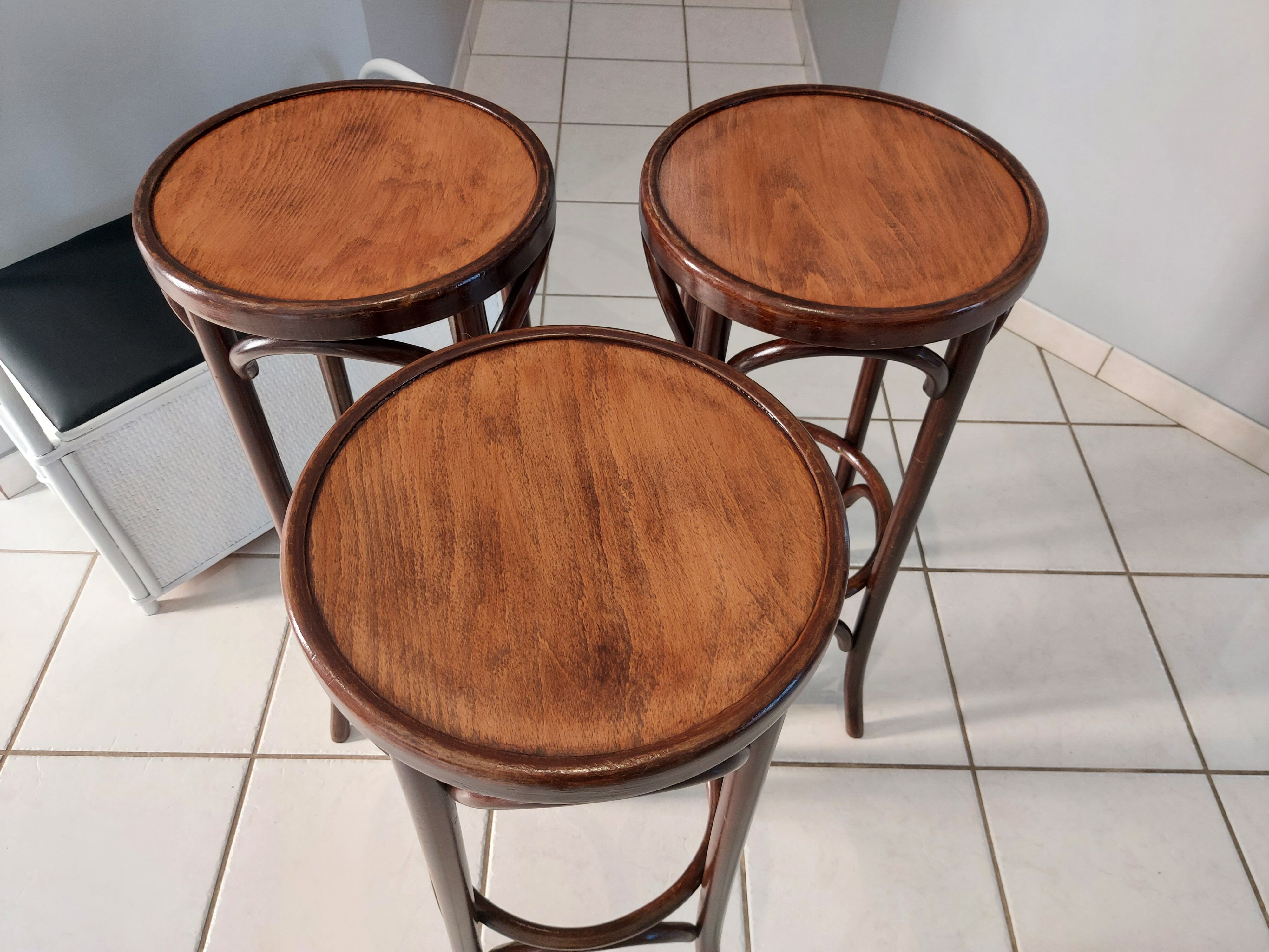 Lot 3 stools of bistrot bar vintage 1960s