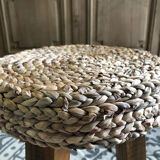 Tripod stool made of wood and water hyacinth
