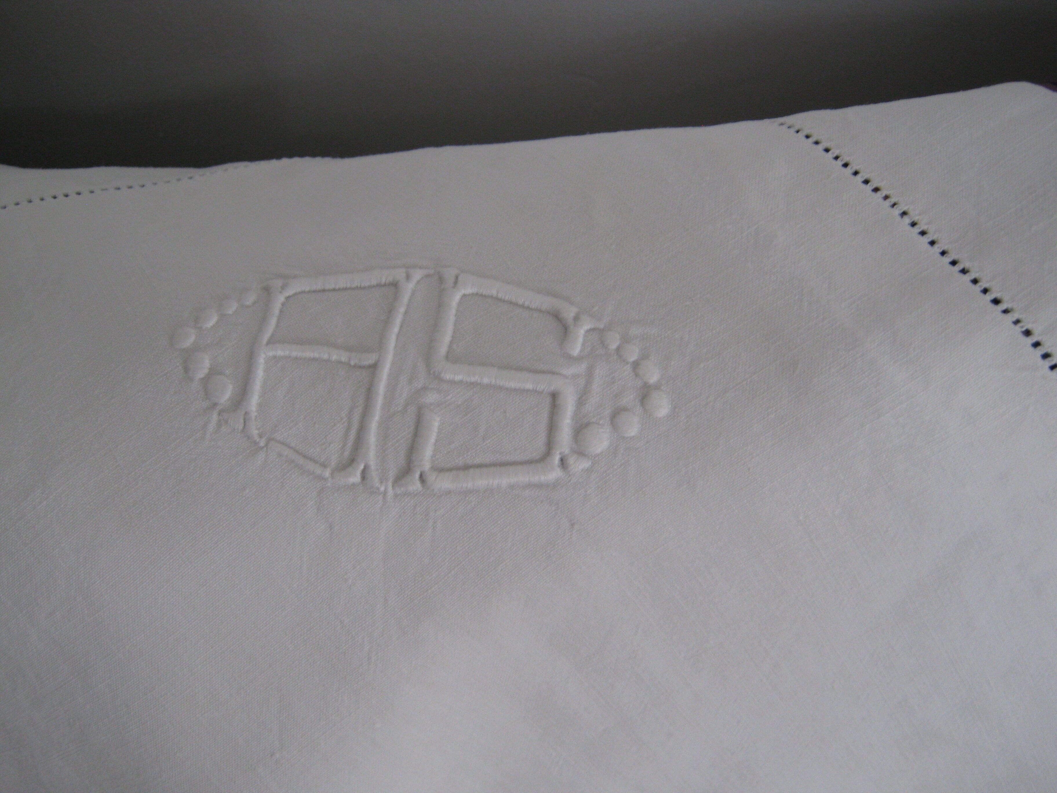 white métis pillowcases embroidered monogram A S
