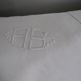 white métis pillowcases embroidered monogram A S