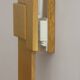Pair of handcrafted modernist solid oak wall lights, circa 1980