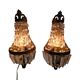 2 wall lamps - gold plated - crystal - 60's