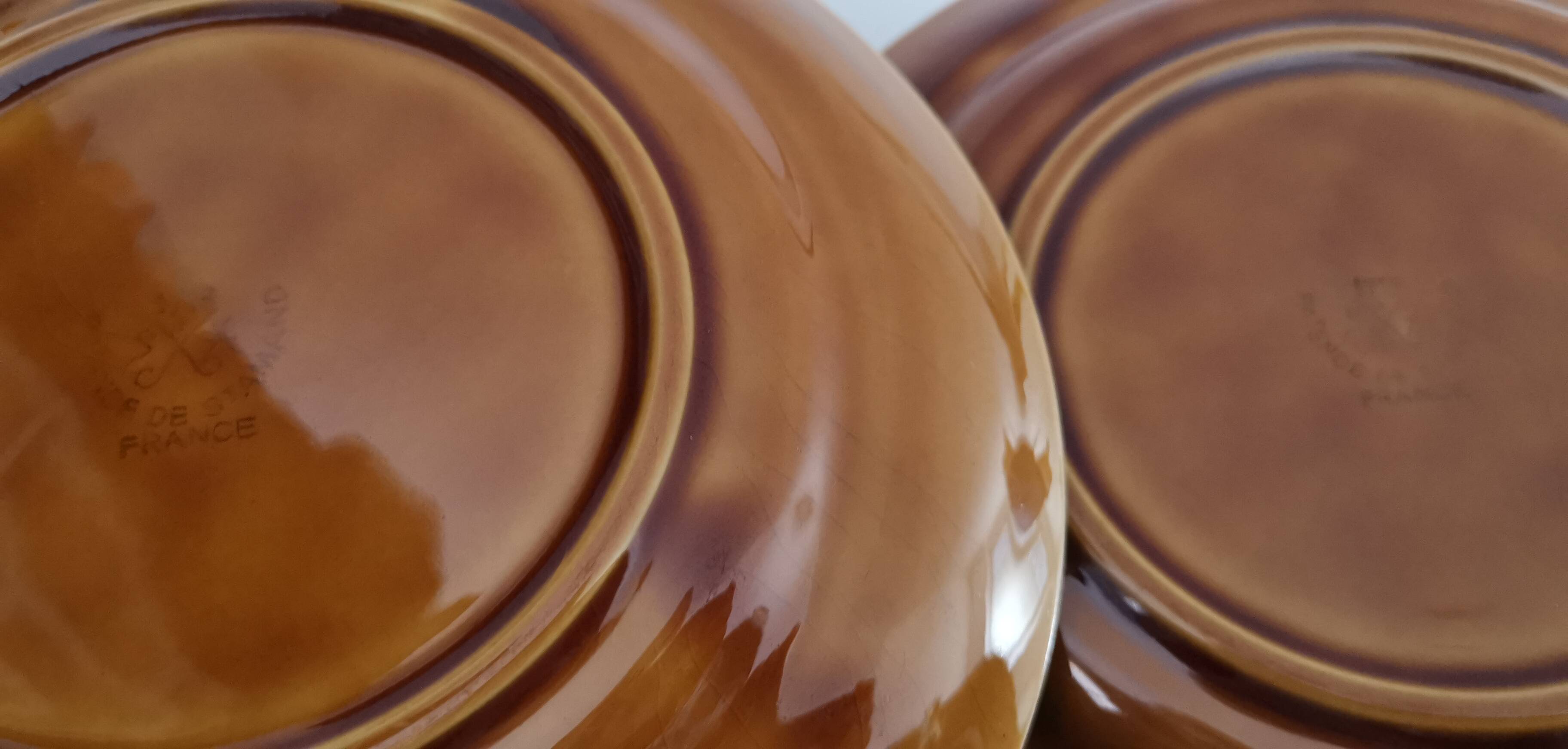St Amand caramel glazed ceramic dessert plates