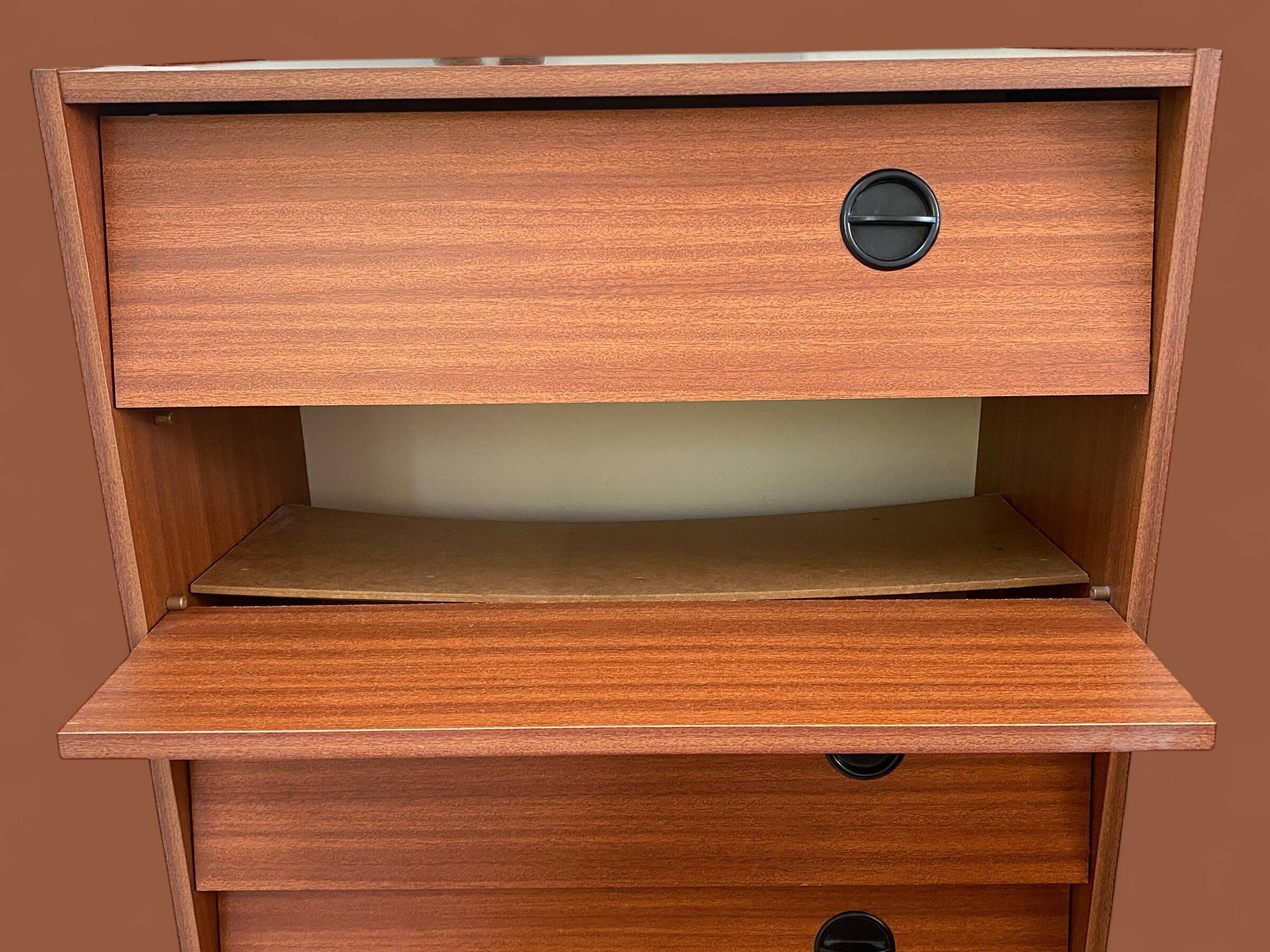 Teak veneer shoe cabinet, 1960s
