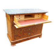 Commode secrétaire d'époque Louis Philippe en noyer du 19e siècle